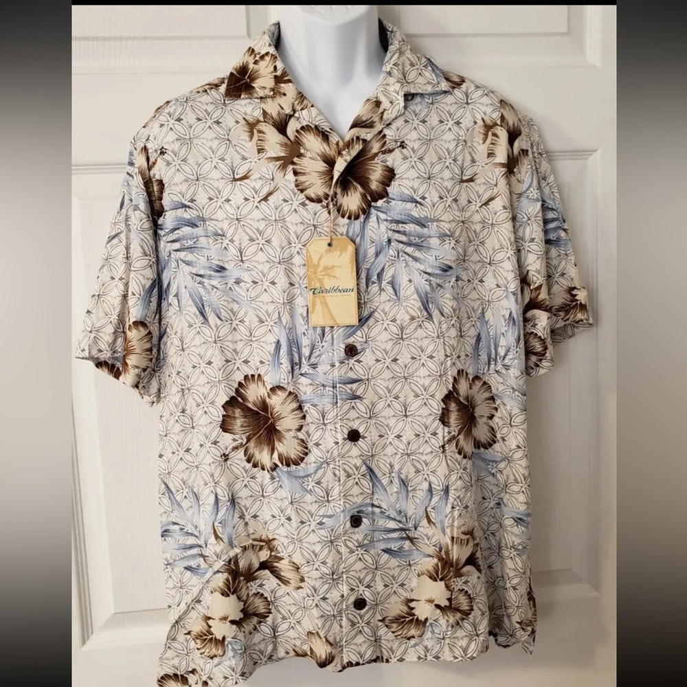 Roundtree & Yorke Caribbean Hawaiian Short Sleeve Button Down NWT Shirt